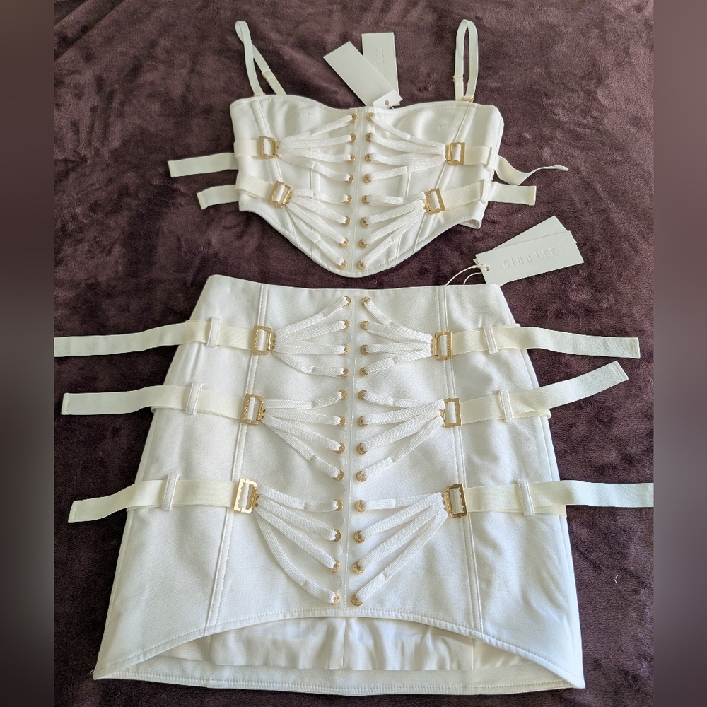 [NWT] Dion Lee White Gold Hardware Corset Strappy Laced Slider Bustier Top Sz 2 - Picture 12 of 12